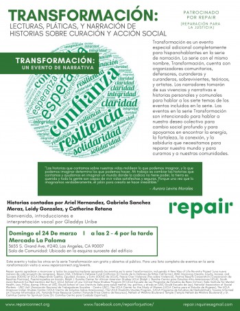 transformation event flyer in Spanish
